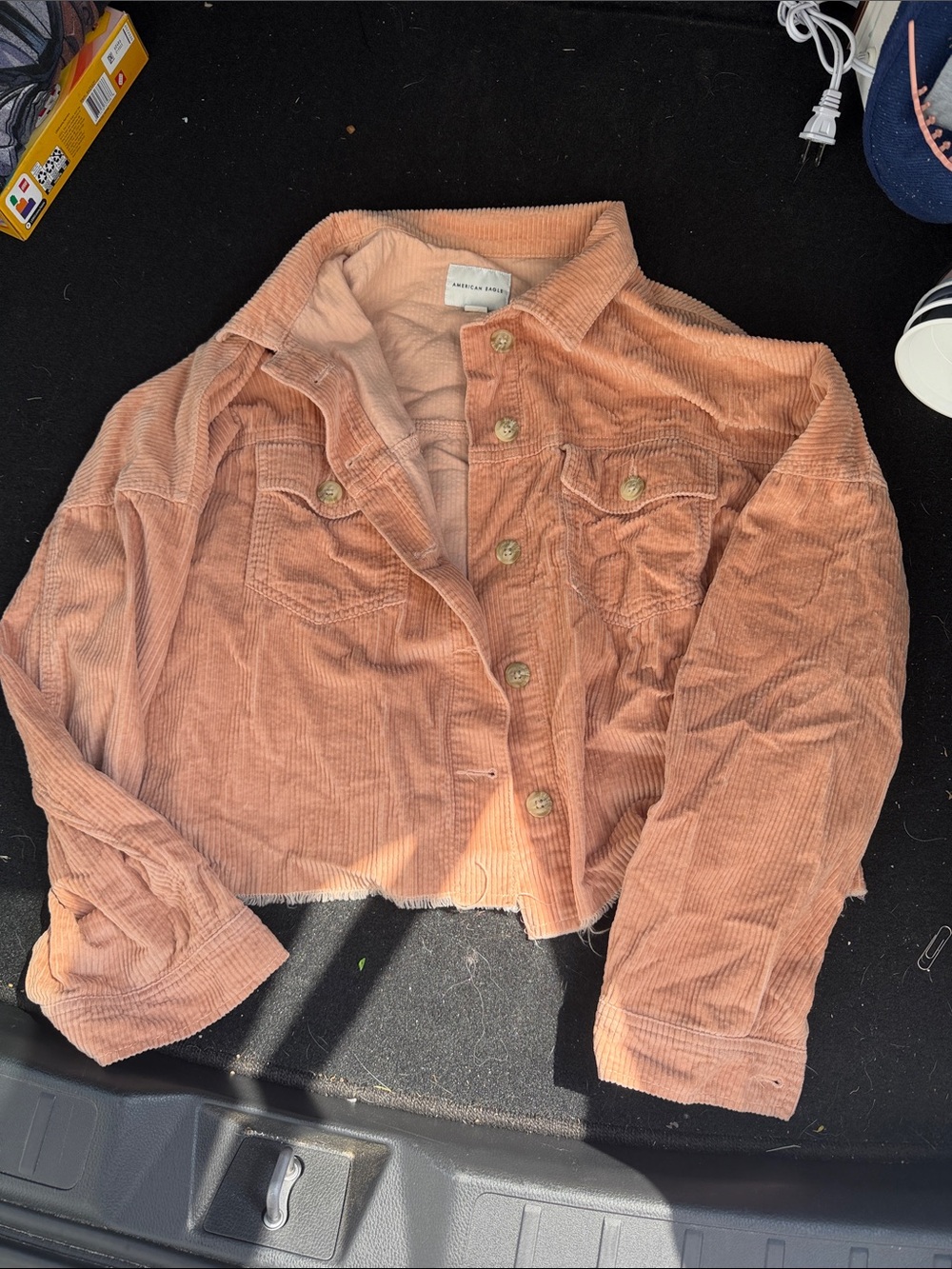 American Eagle Outfitters Corduroy Button Jacket in Peach